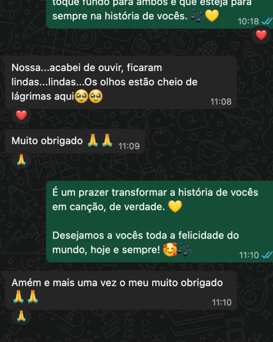 Cliente no WhatsApp: "Os olhos estão cheio de lágrimas aqui"